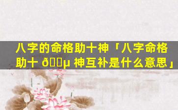 八字的命格助十神「八字命格助十 🐵 神互补是什么意思」